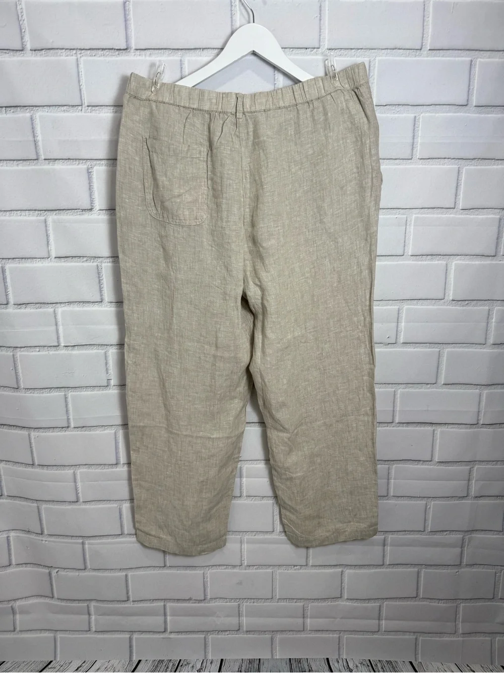 Quince 100% Linen Pull-On Crop Pants Natural Beige designer Cottagecore/ size M